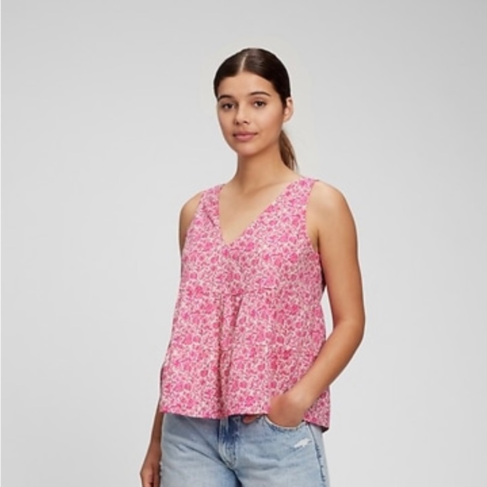 NEW Gap Tiered Tank Top pink flowers
